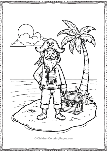 Pirate Standing On A Deserted Island Free PDF Printable