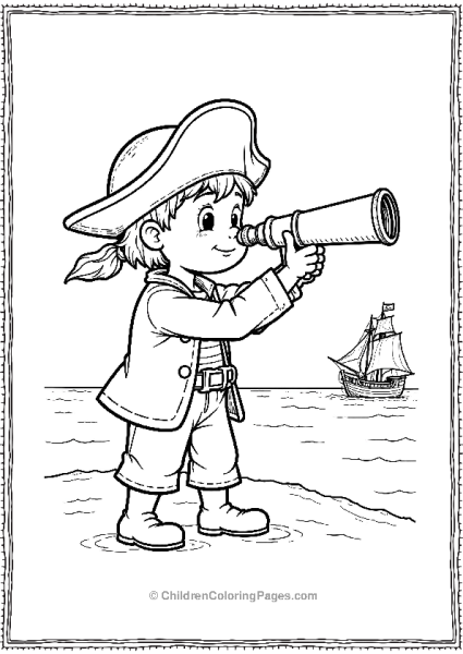 Pirate With A Telescope Looking Out To Sea Free PDF Printable