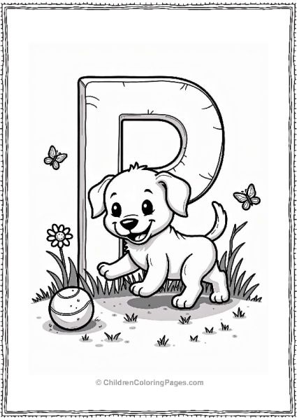 Pixelated Puppy Playing In A Grassy Field Free PDF Printable