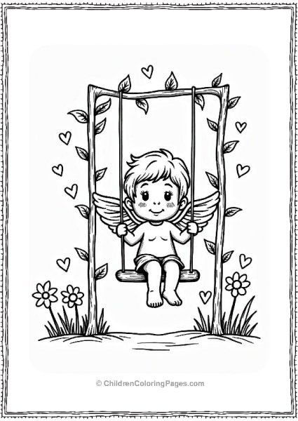 Playful Cupid On A Swing Free PDF Printable