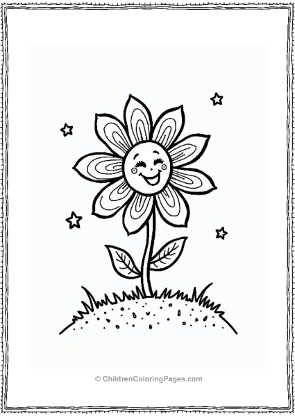 Playful Flower On A Grassy Hill Free PDF Printable