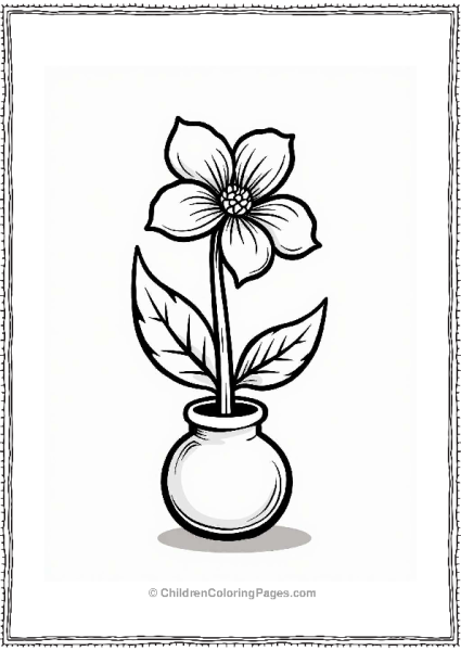 Playful Gardenia In A Round Vase Flower Coloring Page Free PDF Printable