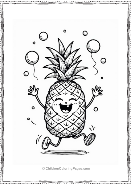 Playful Pineapple Jumping With Joy Free PDF Printable