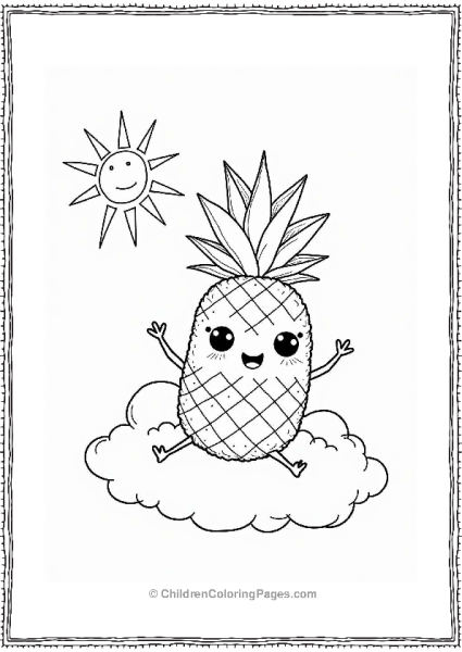 Playful Pineapple On A Fluffy Cloud Free PDF Printable