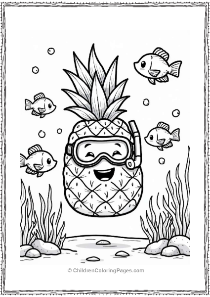 Playful Pineapple Swimming With Fish Free PDF Printable