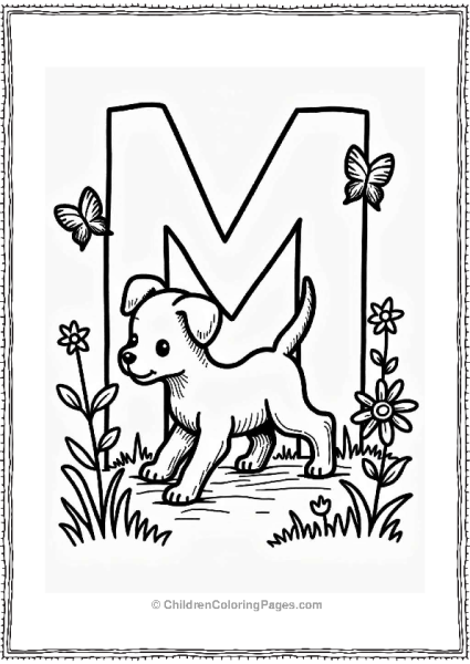 Playful Puppy In A Sunny Garden Free PDF Printable