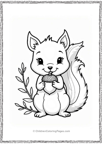 Playful Squirrel With Acorn Tattoo Coloring Page Free PDF Printable