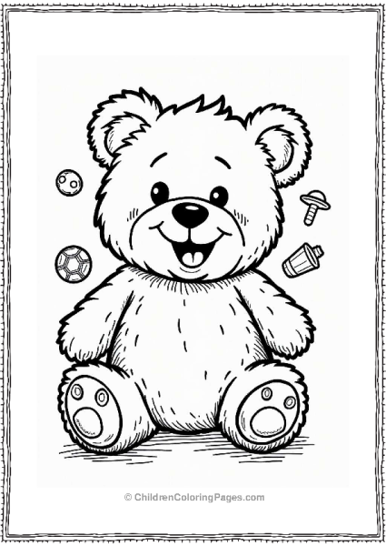 Playful Teddy Bear With Toys Free PDF Printable