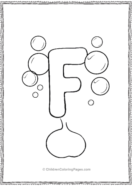 Playful Uppercase Letter F Surrounded By Big Fluffy Flowers Free PDF Printable