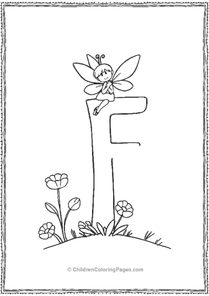 Playful Uppercase Letter F With A Tiny Fairy Free PDF Printable