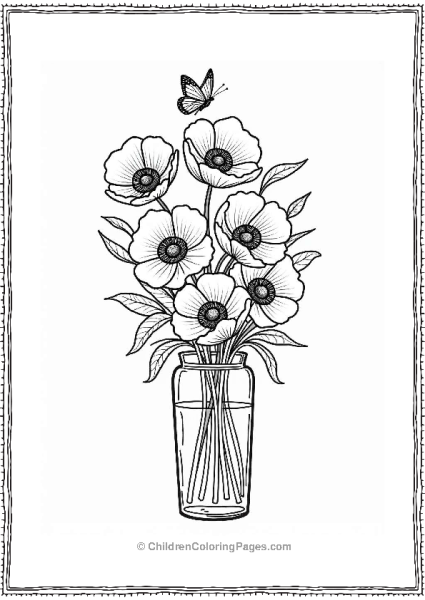 Poppies Flower Coloring Page Free PDF Printable