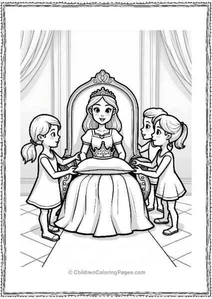 Princess Receiving A Crown In The Throne Room Free PDF Printable