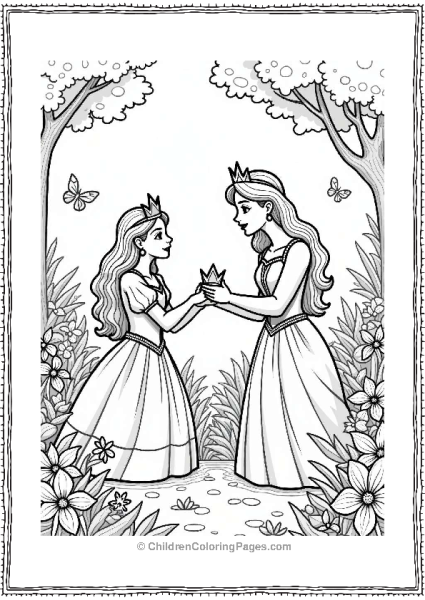 Princess Receiving Her Crown In A Garden Free PDF Printable