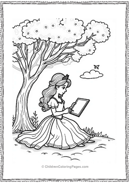 Princess Sketching Under A Blooming Tree Free PDF Printable