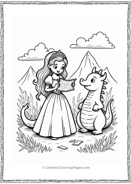 Princess With A Treasure Map And Dragon Free PDF Printable