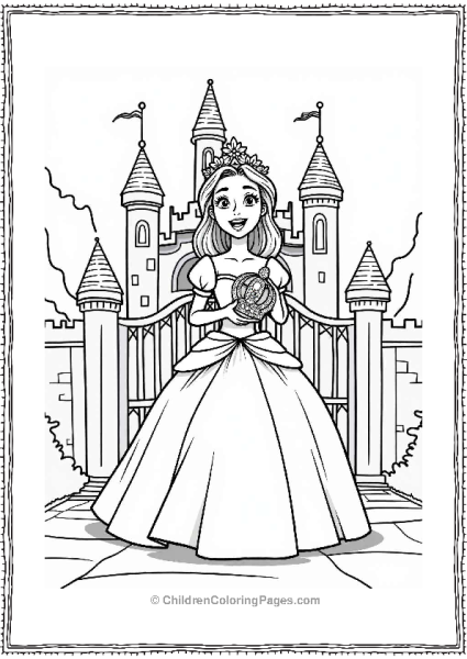 Princess With Crown At Castle Gate Free PDF Printable