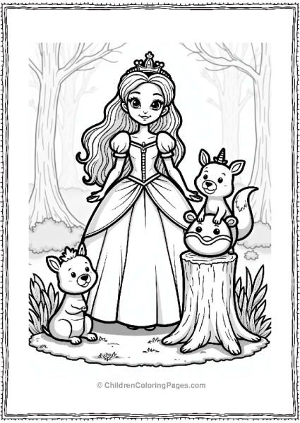 Princess With Woodland Animals Celebrating Free PDF Printable