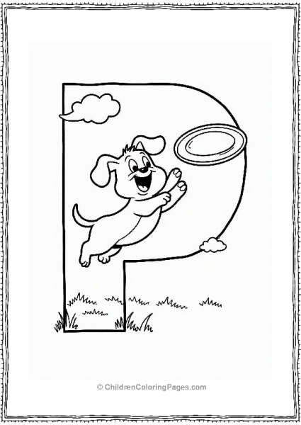 Puppy Catching A Frisbee Free PDF Printable