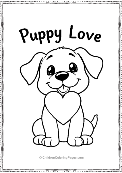 Puppy Holding Heart Valentine’s Poster Free PDF Printable