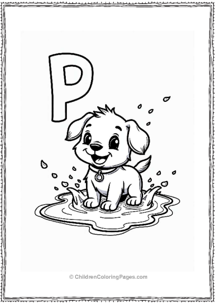 Puppy Splashing In A Puddle Free PDF Printable