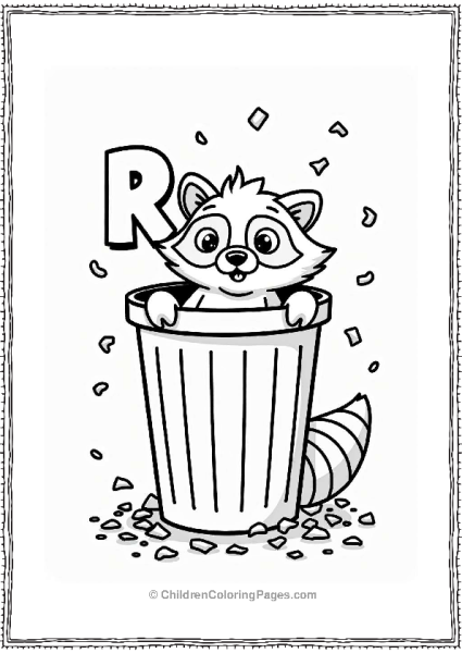 Raccoon Peeking From Trash Can Free PDF Printable