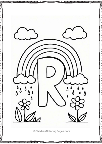 Rainbow And Raindrops Coloring Page Free PDF Printable