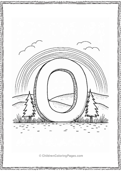 Rainbow Over Letter O In A Serene Landscape Free PDF Printable