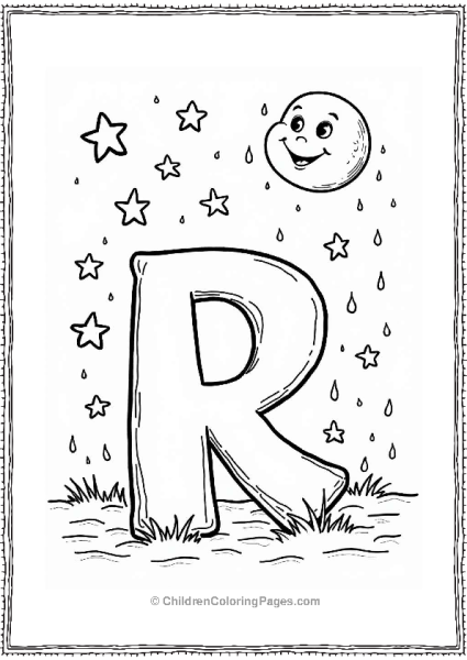 Raining Stars With A Smiling Moon Free PDF Printable