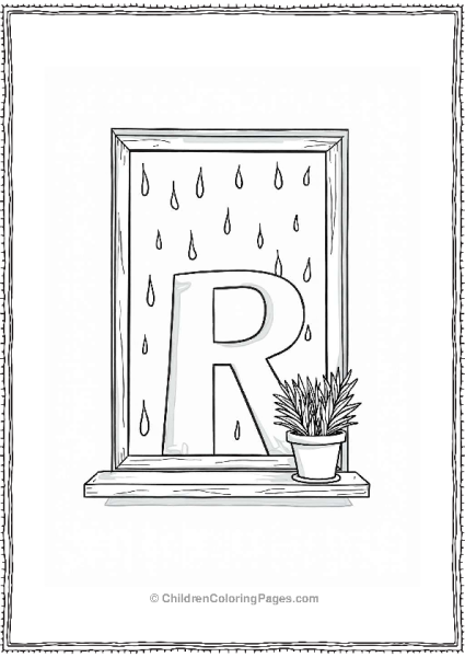 Rainy Window With Flower Pot Free PDF Printable