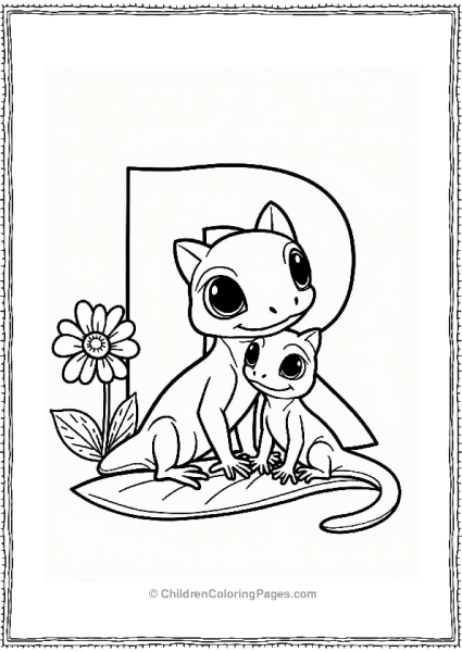 Reptile Family Mother And Baby Gecko Free PDF Printable