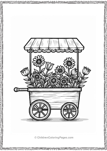 Retro Flower Cart With Flowers Free PDF Printable