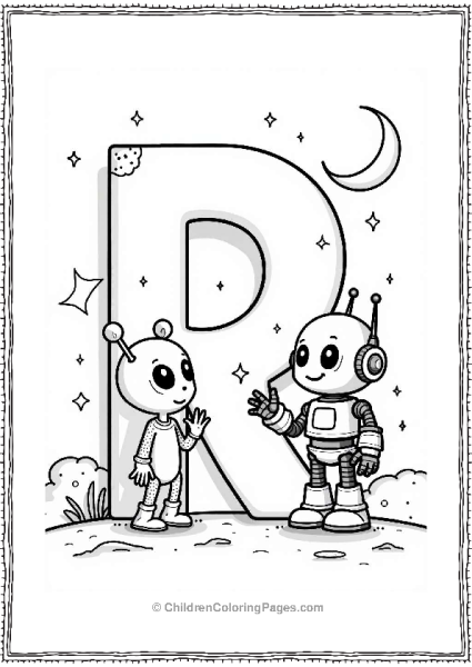 Robot And Friendly Alien Meeting Free PDF Printable