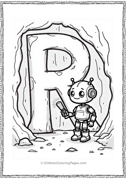 Robot Exploring A Cave Free PDF Printable