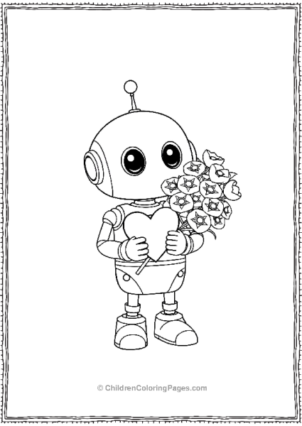 Robot With Bouqet Free PDF Printable