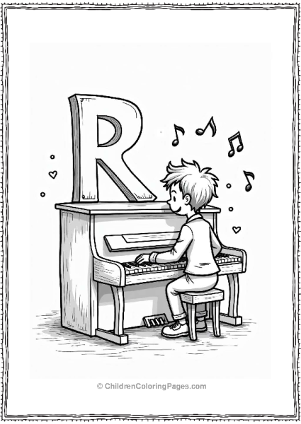 Rocking Piano Player With Music Notes Free PDF Printable