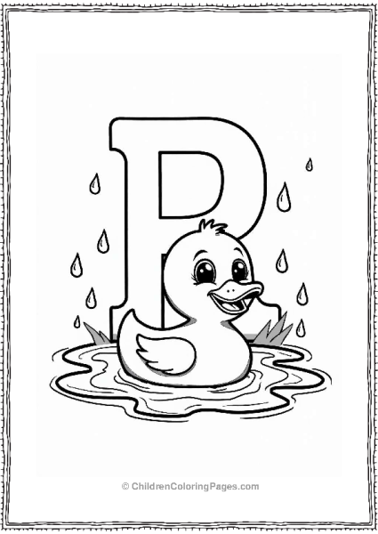 Rubber Duck In A Raindrop Puddle Free PDF Printable