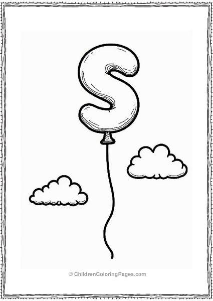 S Shape Balloon Floating In The Sky Free PDF Printable