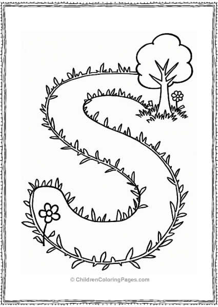 S Shaped Path With Trees And Flowers Free PDF Printable