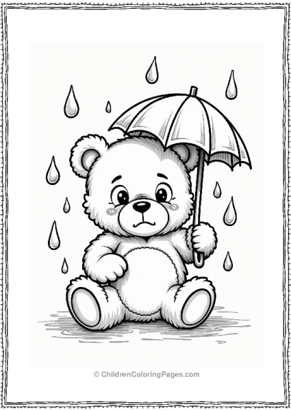 Sad Teddy Bear With Raindrops Free PDF Printable