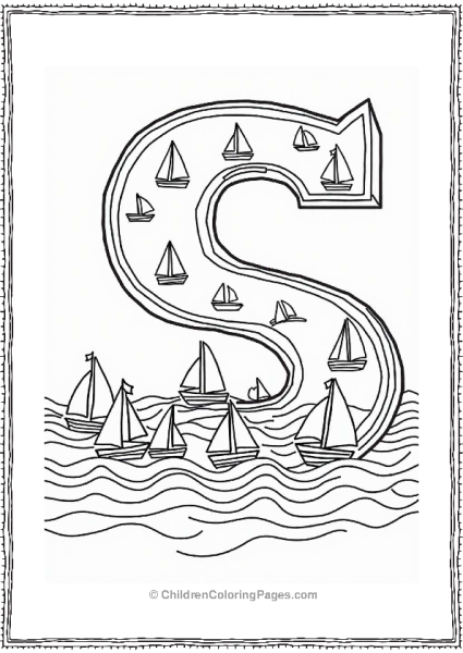 Sailboats On Stylized Waves Free PDF Printable