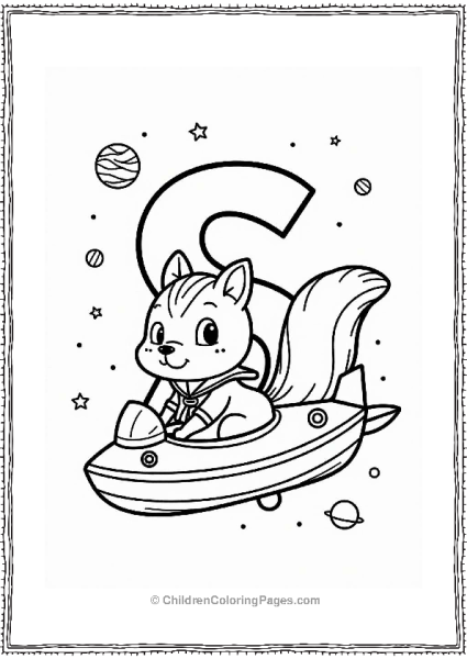 Sailing Squirrel In A Spaceship Free PDF Printable