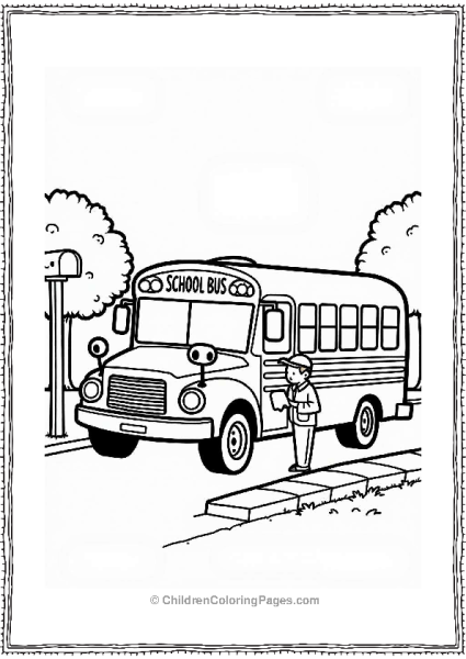 School Bus At A Mail Stop Free PDF Printable