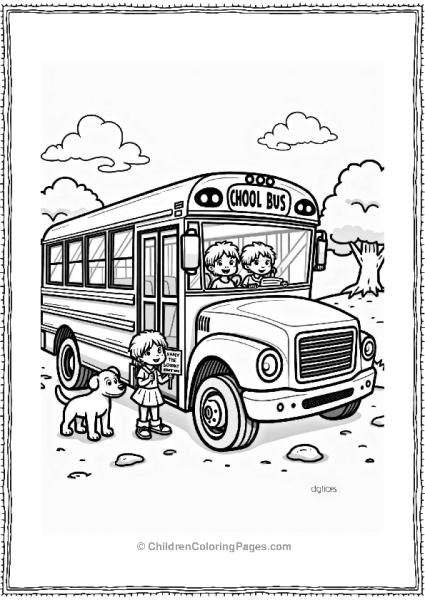 School Bus At Pet Adoption Event Free PDF Printable