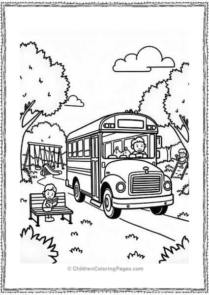 School Bus At Playground Free PDF Printable