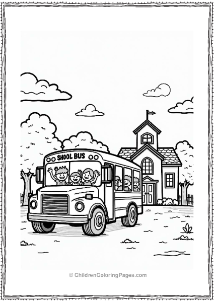 School Bus Back To School Scene Free PDF Printable