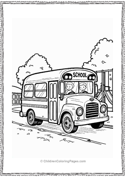 School Bus Beside Playground Free PDF Printable