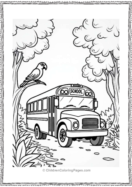 School Bus In A Rainforest Free PDF Printable