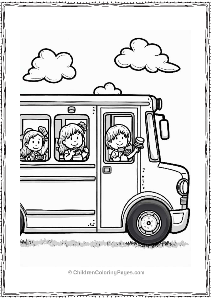 School Bus With Children Sharing Snacks Free PDF Printable