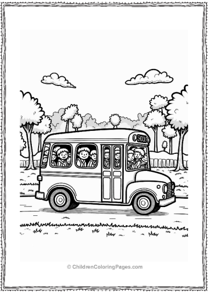 School Bus With Happy Students Free PDF Printable