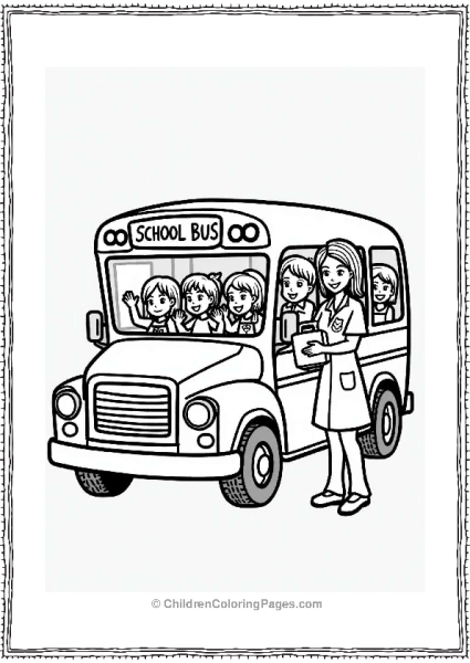 School Bus With Waving Children Free PDF Printable